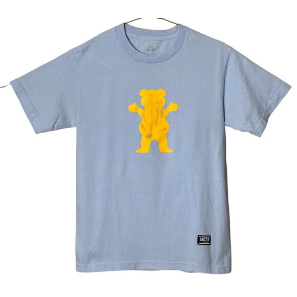 Grizzly Griptape Light Blue T-Shirt With Yellow Bear Design - Picture 1 of 6